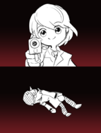 colored goro_akechi gun persona persona_(series) persona_3 persona_5 shinjiro_aragaki // 658x868 // 165KB