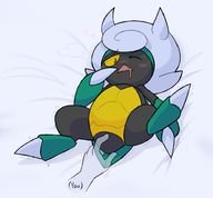 (you) anon aroused artist:gholdenhoe bed blush bug colored disembodied_hand heart_sign kaburion karratarch pokemon pokemon_teraleak tail touching touching_tail // 945x878 // 154KB