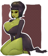 1girl artist:narksfw banjo-kazooie cosplay elvira_mistress_of_the_dark game_over_grunty gruntilda_winkybunion huge_breasts // 571x673 // 244KB