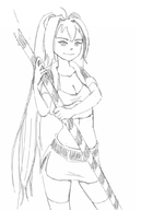 1girl belt estelle_bright long_hair ponytail sketch skirt smile the_legend_of_heroes thigh_highs // 700x1040 // 254KB