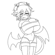 artist:iggy_bomb huge_breasts lineart monster_girl_quest rami tube_top // 1000x1000 // 178KB