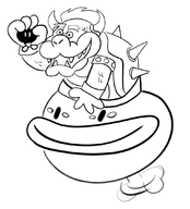 bob-omb bomb bowser enemy horns koopa_clown_car lineart super_mario // 978x1080 // 272KB