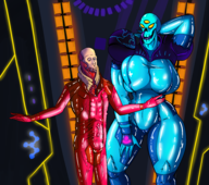 1boy 1girl artist:scorndude bulge colored dark_samus scorn_guy tight_clothes zero_suit // 4756x4219 // 12MB