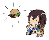 1girl bloodstained bloodstained_ritual_of_the_night brown_hair burger colored food miriam thinking // 1399x1147 // 296KB