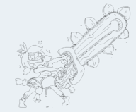 1girl artist:grey blush drool indivisible leilani weapon // 1103x916 // 35KB