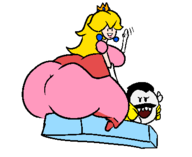 1boy 1girl artist:unknown ass boo breasts cosplay freddie_mercury huge_ass looking_at_viewer mustache princess_peach sitting super_mario waving // 399x327 // 6.2KB