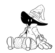 1boy artist:unknown black_mage final_fantasy monochrome sitting vivi_ornitier // 827x800 // 176KB