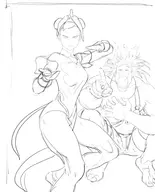 1boy 1girl artist:paintfag blanka chun-li laughing qipao street_fighter // 2470x3053 // 1.1MB