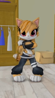 3d animated anthro artist:unknown cat catgirl choker crop_top dance furry looking_at_viewer navel official_art pink_eyes shooki taiwan_coolfox video webm // 720x1280, 16.6s // 2.9MB