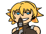 1girl artist:lunaticsoda blonde_hair blue_eyes colored laughing sakura_igawa short_hair taimanin taimanin_asagi // 880x655 // 206KB