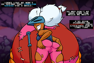 1girl artist:feetfish ass presenting scrap_knight shovel_knight_(series) text // 1500x1000 // 612KB