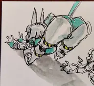 1girl artist:akunim ass robo-fortune skullgirls stretching traditional_medium // 1657x1517 // 420KB