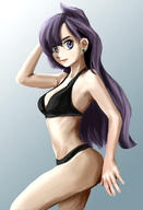 1girl anabel artist:aikun2012 bikini colored earrings pokemon pokemon_sm purple_eyes purple_hair smile // 443x648 // 231KB