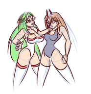 2girls artist:juju chainsaw_man_(series) choking kid_icarus leotard palutena power wip wrestling // 578x597 // 235KB