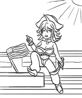 1girl akane_owari american_flag cosplay danganronpa danganronpa_2 flag hat risky_boots shantae_(series) sketch sun sword wayforward // 705x838 // 171KB