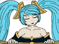 1girl artist:marielx colored colorist:miqotefag huge_breasts league_of_legends sona third-party_coloring // 800x600 // 22KB