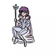 1girl artist:goseb90 beauty_mark black_eyes colored cosplay dragon_ball dragon_quest dragon_quest_xi dragonball krystalinda purple_hair ranfan sitting smile // 564x568 // 117KB