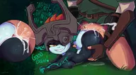 1boy 1girl artist:cranihum cum midna sex text the_legend_of_zelda twilight_princess // 2701x1495 // 1.5MB