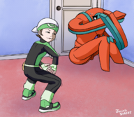 1boy artist:jacinth brendan deoxys pokemon pokemon_rse scared smug squatting // 1199x1046 // 1.6MB