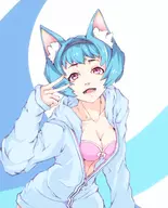 7th_dragon 7th_dragon_3 artist:mryoso901 banisher cleavage colored cosplay fate_(series) fate_extra peace_sign tamamo-no-mae // 1428x1772 // 1.2MB