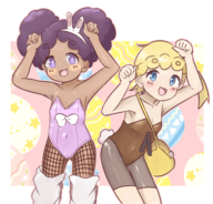 2girls artist:floors bonnie bunny_suit pokemon pokemon_xy Vashti // 2300x2200 // 2.8MB