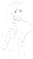 1girl bow braids castlevania castlevania_rondo_of_blood cosplay final_fantasy final_fantasy_vii huge_breasts long_hair maria_renard midriff sketch smile tifa_lockhart // 1193x2129 // 449KB
