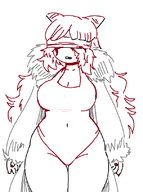 1girl artist:2x blindfold blood fang horns leotard lilith long_hair painted_nails red_hair solo the_binding_of_isaac thick_thighs // 604x811 // 25KB