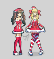 alicia_melchiott artist:triggerdex christmas christmas_collab_2017 collab colored santa_hat santa_outfit socks susie_evans valkyria_chronicles // 1946x2123 // 1.4MB