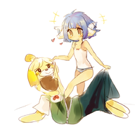 animal_crossing artist:crabbu colored galaxy_angel heart isabelle isabelle_costume mint new_leaf super_smash_bros underwear // 918x861 // 437KB