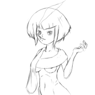1girl bottomless golden_sun sheba short_hair sketch smoking underboob // 450x450 // 62KB