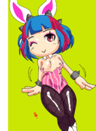 1girl artist:yuuzal breasts bunny_suit fishnet leotard maplestory mint // 1625x2208 // 690KB