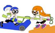 1boy 1girl artist:unknown pencil splatoon stabbing // 3000x1800 // 672KB