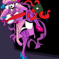 1girl artist:2hufag blush book cleavage hat patchouli_knowledge purple_hair ribbons tentacles thigh_highs touhou // 400x400 // 27KB