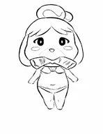 animal_crossing artist:classyahuizotl isabelle monochrome mouth newspaper swimsuit // 612x792 // 50KB
