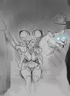 artist:letsplaygods cake cleavage dromarch eating glowing_eyes huge_breasts praxis xenoblade xenoblade_chronicles xenoblade_chronicles_2 // 656x900 // 201KB