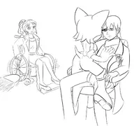 1boy 2girls artist:unknown christopher_thorndyke rouge_the_bat sonic_(series) tagme wheelchair // 1372x1285 // 242KB