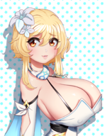 1girl artist:timeless genshin_impact huge_breasts lumine // 1538x2000 // 1.7MB