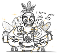 artist:piopoi banjo banjo-kazooie bee bee_banjo joke_delivery mumbo_jumbo text // 934x825 // 332KB