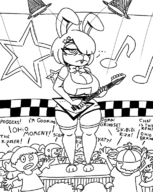 1girl artist:bonitanon bonnie five_nights_at_freddy's genderbend guitar huge_breasts rule_63 text // 613x768 // 198KB