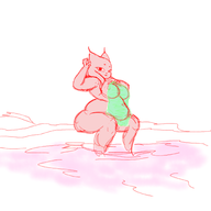 1girl anthro artist:sil-pen-draco breasts cat catgirl fat furry huge_breasts lady_ethereal looking_at_viewer nine_sols nude sketch solarian water // 1500x1500 // 552KB