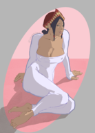 1girl aisha artist:alphabetadraws cleavage dress feet monster_hunter // 1273x1768 // 1.1MB