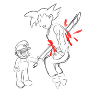 crossover dead dragon_ball_z dragonball edgy goku katana mario super_mario sword // 1000x1000 // 208KB