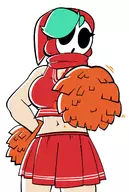 1girl artist:gerard_burn cheerleader colored green_hair midriff pom_poms shy_gal skirt super_mario // 1077x1605 // 735KB