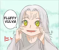 1girl blush colored crossbreed_priscilla dark_souls fangs parody smile speech_bubble text white_hair yellow_eyes // 1010x848 // 360KB