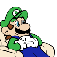 artist:thatbaguette color colored comfy luigi super_mario traced // 300x298 // 37KB
