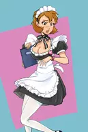 1girl artist:bishopbb blush bow bracelet brown_eyes brown_hair colored embarrassed isako_toriumi maid persona persona_(series) persona_3 shin_megami_tensei short_hair // 1200x1791 // 271KB