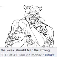 artist:tetsujinforce asuka_kazama facebook headlock king king_(tekken) parody sam_hyde tekken text // 1100x1108 // 470KB