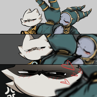 1girl 2boys alien anthro aroused artist:unknown blush brother_and_sister cat catboy catgirl disgust edit furry fuxi incest kissing nine_sols nuwa solarian yi // 564x564 // 272KB