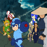 big_boss colored crossover god_of_war kratos lara_croft link marvel mega_man mega_man_(series) metal_gear_solid mortal_kombat parody raiden sonic_(series) sonic_the_hedgehog the_avengers the_legend_of_zelda tomb_raider // 799x799 // 476KB