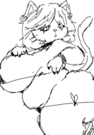 1girl artist:stinky_peanut cat_girl Catti deltarune earrings fat furry micro_bikini profile short_hair sketch solo tail // 1080x1558 // 444KB